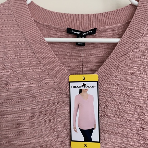 NWT- Hilary Radley Womens Soft Textured Knit V-Neck Tunic Sweater (Blush color) - Picture 4 of 8